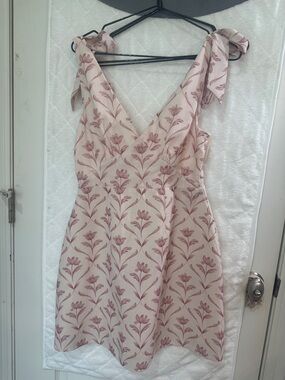 Tie-Shoulder Mini Dress in Dusty Rose Floral